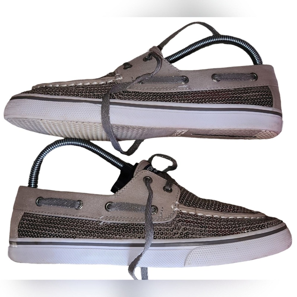 Sperry Top-Sider Sequin Bling Nautical Boat Shoes Tan Beige Sparkle Women's 6‎